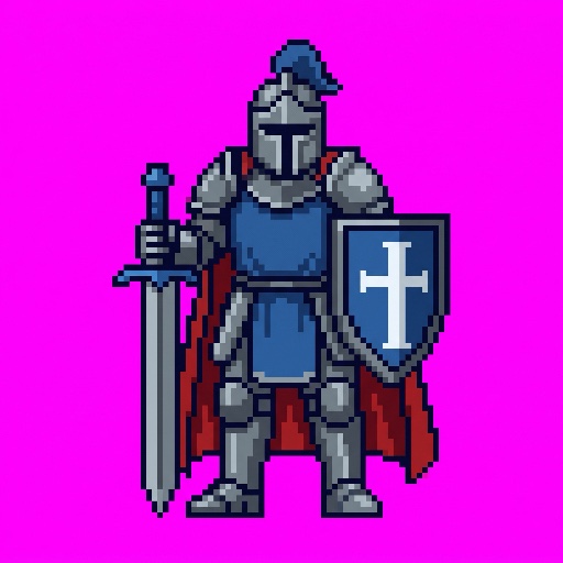 A generated knight sprite that looks like pixel art at a glance
