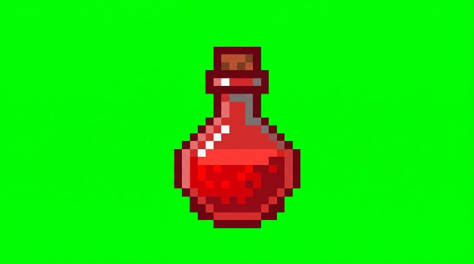 Generated image for recipe 2: a red potion bottle on a bright green background