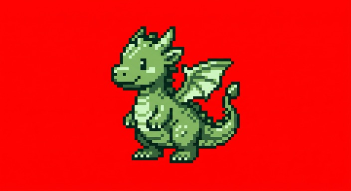Generated image for recipe 3: a green dragon on a red background