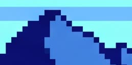 Close-up of the pixel boundary along the left-hand mountain peak before conversion
